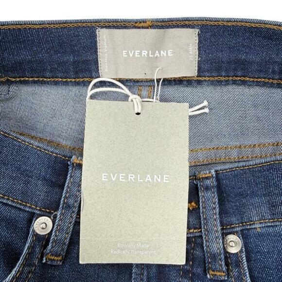 NWT EVERLANE The Authentic Stretch Mid-Rise Skinny In Dark Blue Size 25 Ankle - Picture 3 of 7